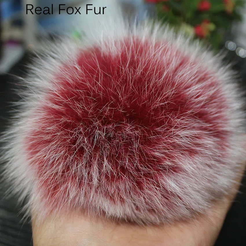 Nature Fur Pompom Fur Pom With Button DIY Fox Pompom Balls  Fur Pompon Fox Raccoon Pom Pom For Scarves Hats Bags  Accessories