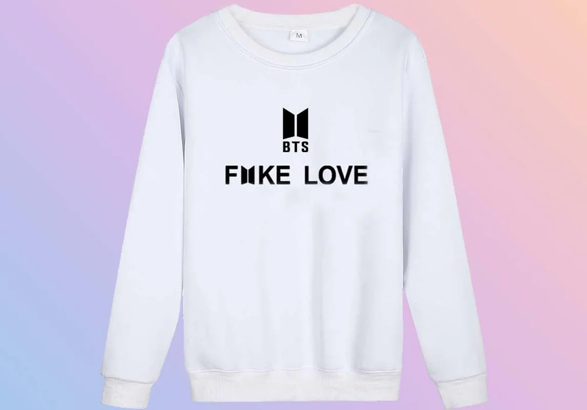 

Bangtan boys FakeLove song the Same letter printed Cotton Long Sleeve Fashion Women Sweatershirt O Neck Hoody Outerwears