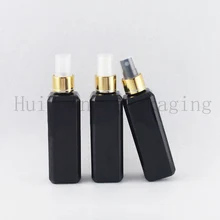 50 шт. 100 мл пустой спрей насос площади черный пластиковый флакон с золотой алюминий воротник 100cc парфюмерно-косметические ПЭТ бутылки контейнер