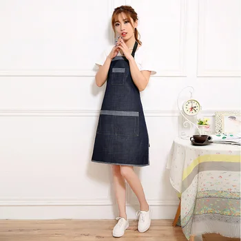 

Denim BBQ Painting Apron Cooking Cleaning Apron Kitchen Bib Coffee Bartender Neutral Cowboy Antifouling Pinafore Delantal