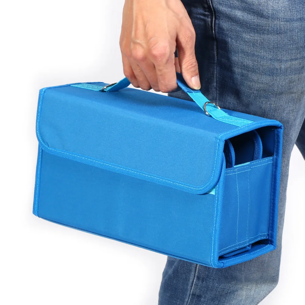 W 80 Slots Pens Holder Portable Bag Multi Layer High Capacity Carrying