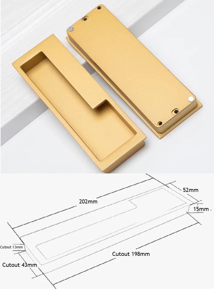 2 шт.(1 пара)/Лот CC192mm Цинк Прямоугольник утопленный встроенный шкаф выдвижной ящик язычок матовый черный Серебряный Железный Серый Золотой