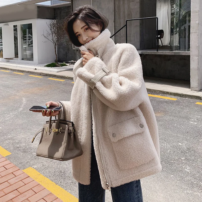 

Autumn Winter Coat Women Clothes 2019 Korean Elegant Wool Jacket Real Fur Coat Sheep Shearling Women Tops Abrigo Mujer B19F28031