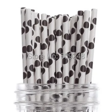 100pcs Halloween Party Decorations Black Paper Straws 100