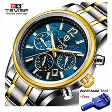 Brand TEVISE Men's Watches Six-pin Moon Phases Automatic Mechanical Watch Men Stainless Steel Wristwatches Calendar Mens Relojes tevise business mechanical watches mens military quality brand automatic watch men gold steel calendar waterproof relojes hombre