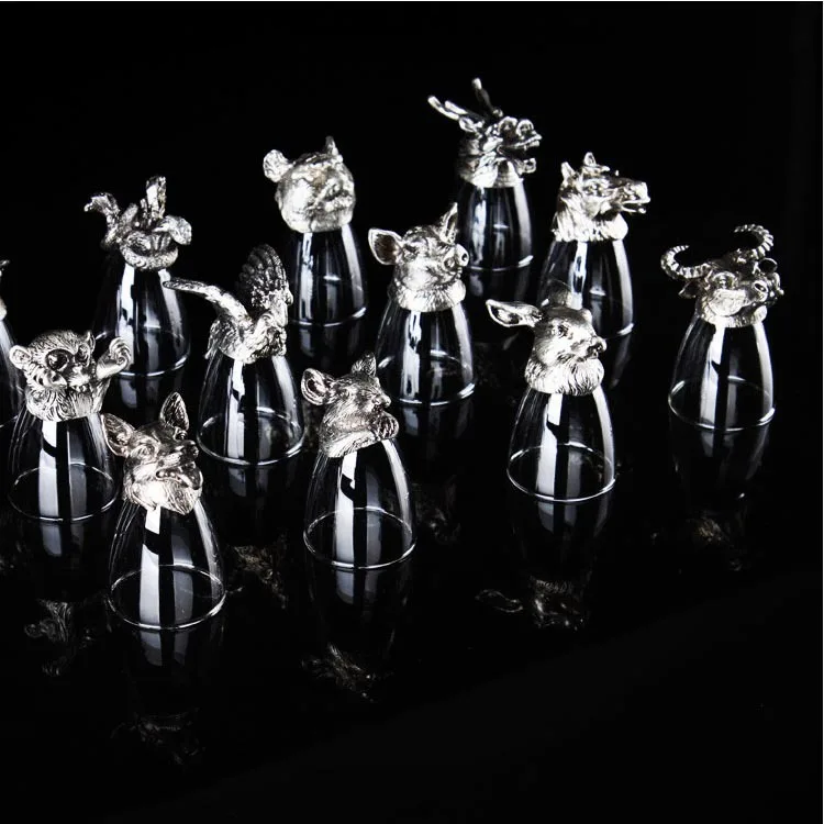 Retro 12 Zodiaco serie Animal cabeza de copa de vino de vasos de las primas  de regalo 12 unids/lote SH241|glass wine cups|wine cupglass wine -  AliExpress