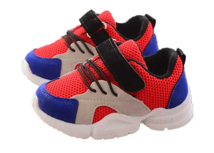 Children shoes 2019 new breathable mesh girls & boys running shoes patchwork PU children tennis sneakers kids athletic shoes (2)