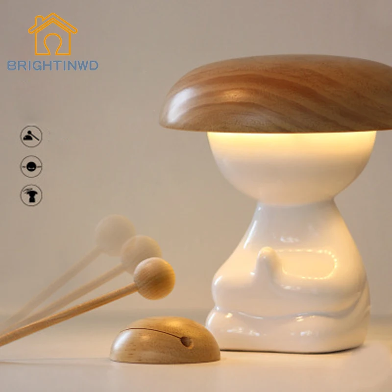 

LED Table Lamp Indoor For Bedroom Creativity Intelligent Remote Control Air Purifier Light Wooden Fish Energy-saving Desk Lamps