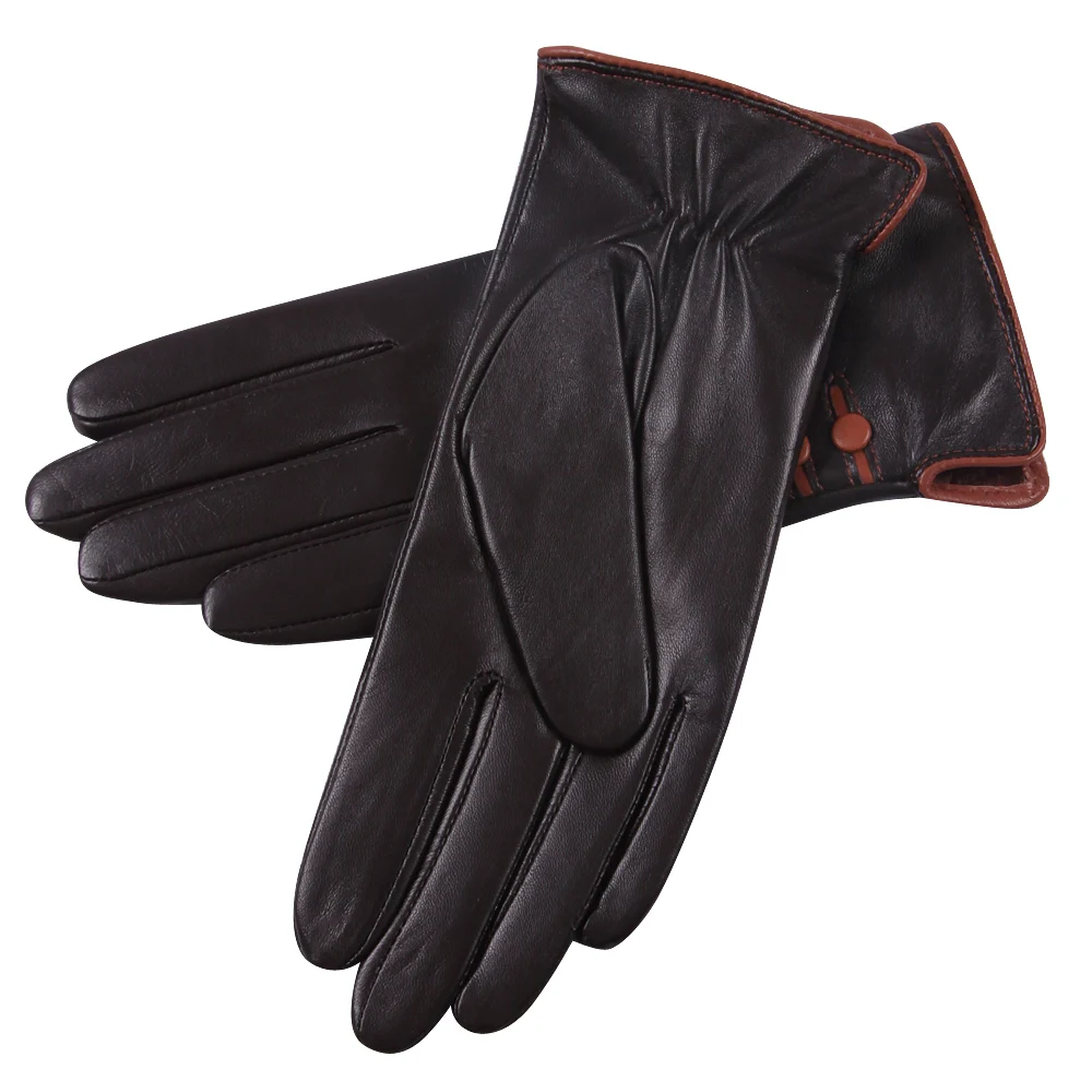 Touchscreen Woman Gloves Winter Leather Gloves Female Plus Velvet Thicken Keep Warm Windproof Driving Genuine Leather L18002NC-9