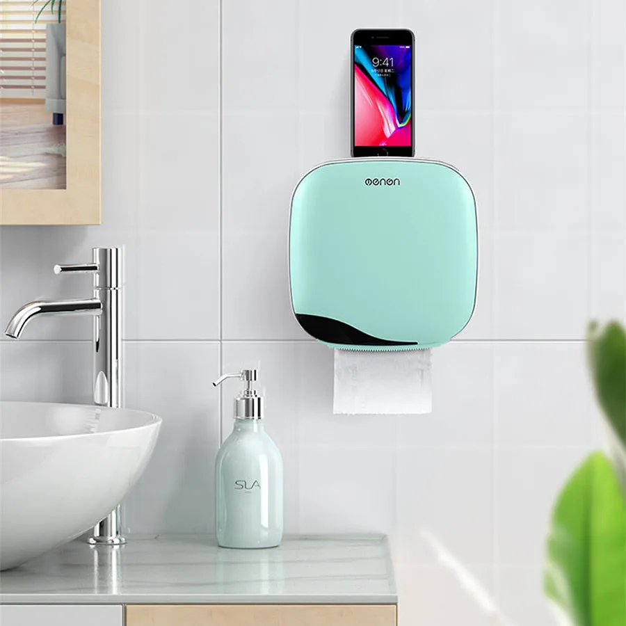 

Bathroom Waterproof Tissue Box Bath Toilet Paper Holder Wall Mounted Storage Double Layer PUNCH FREE MOBILE PHONE BASE