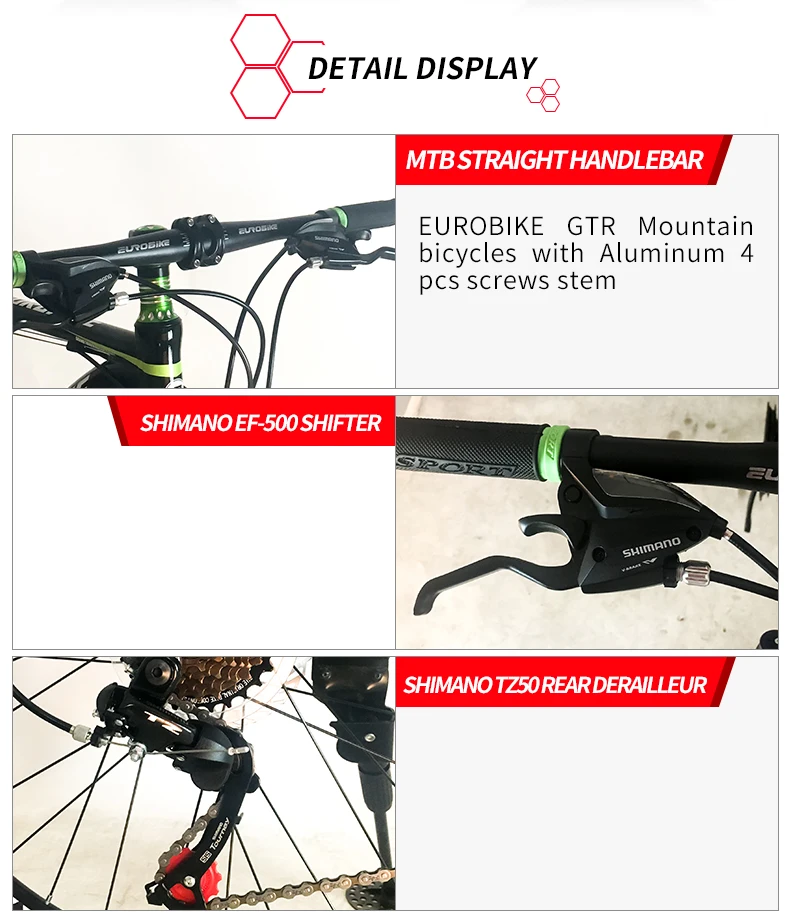 Sale EUROBIKE GTR 21 Speed  Aluminum Mountain bike Dual Disc Brake Mountain bicycle 6