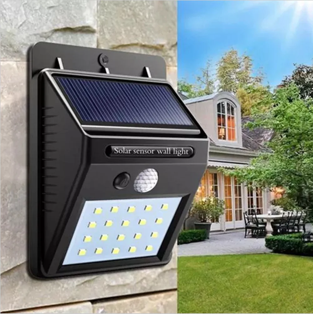 Солнечная энергия 20 LED PIR датчик движения настенный светильник водонепроницаемый