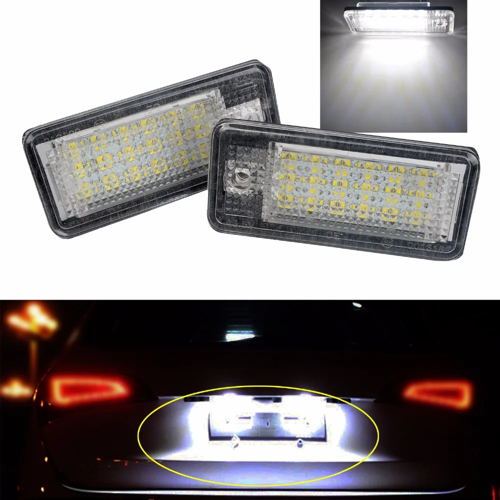 2pcs Led Number Licence Plate Lights 12V 6000K White 18Led External Lights for Audi A3/S3 A4/S4