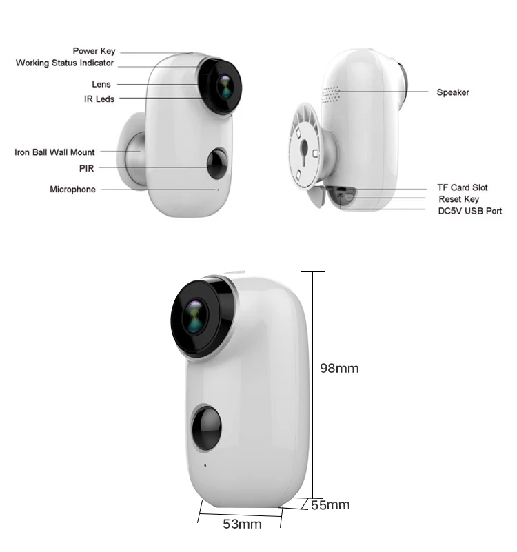 Без «косточек Батарея Камера A3 1080p Беспроводной Wi-Fi IP Камера Крытый CCTV Камера с 2 способа аудио движения PIR Сенсор
