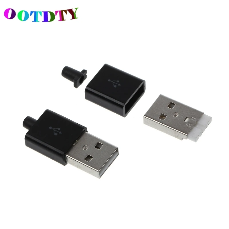 OOTDTY 10 шт. DIY USB 2 0 Тип A штекер 4P адаптер разъем с пластиковой оболочкой