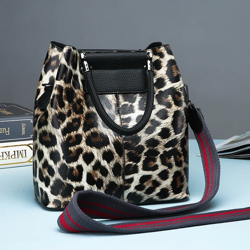 

WHX 2019 RetroLarge Women Handbags Fashion PU Leather Leopard grain Shoulder Bag Brand Female Tote Handbag Ladies Shoulder Bag