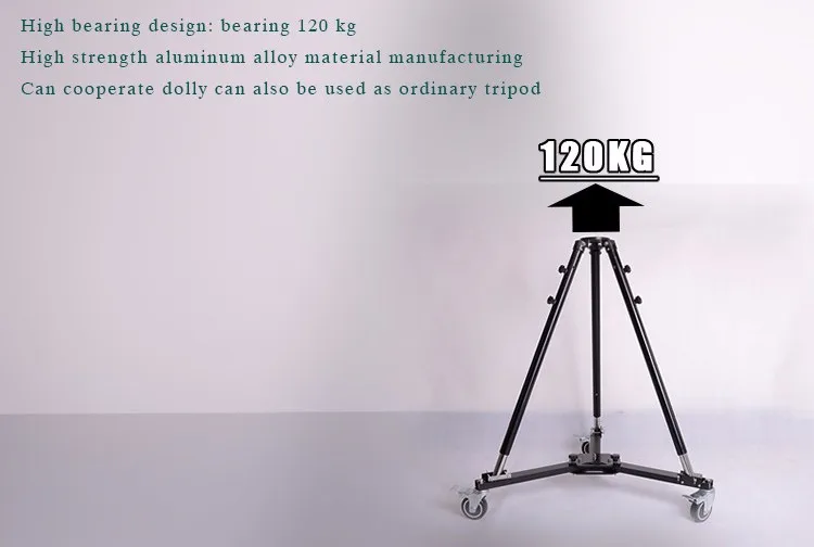 Heavy Duty Foldable Tripod Dolly With Wheels And Professional Video Camera  Tripod Stand Laod 120kg For Camera Crane Jib Arm