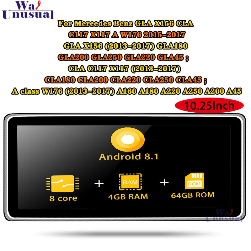 Cheap 10.25" Android 8.1 Autoradio  For Mercedes Benz GLA X156 CLA C117 X117 A W176 2012-2015  Auto Stereo Multimedia Car Radio player 0