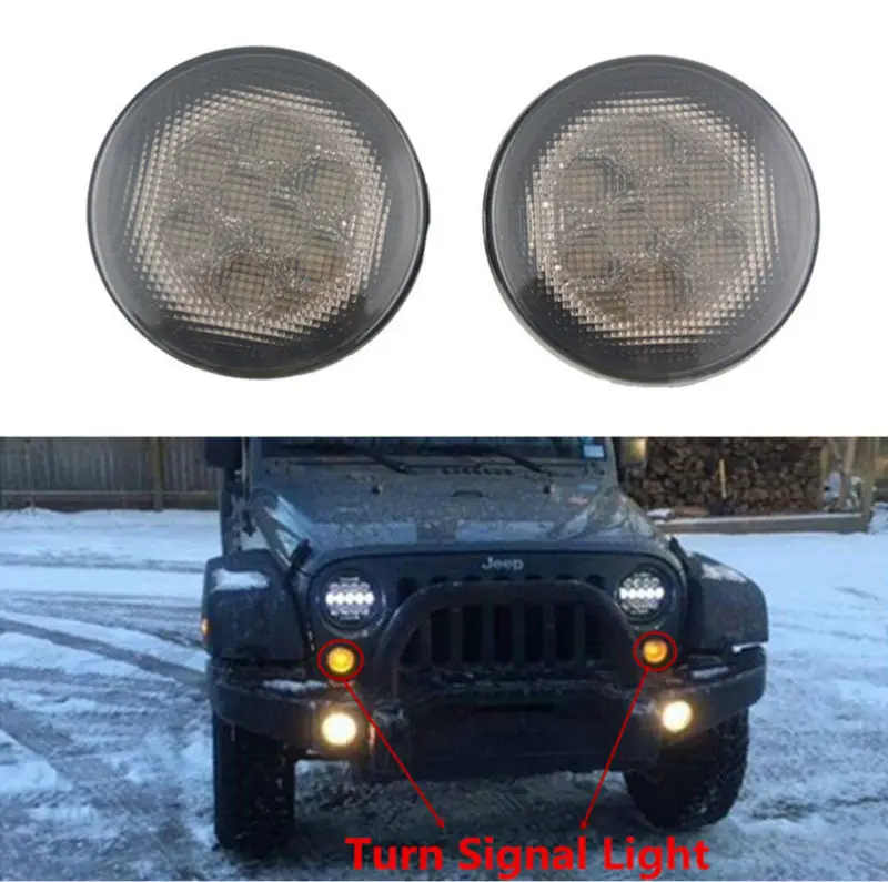 1 Set Amber Front LED Turn Signal Light Bumper Light 9 16V DC for 07 15