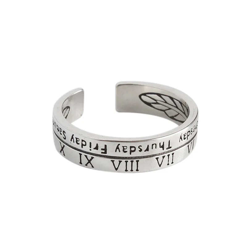 CHOZON, S925 Стерлинговое Серебро, римское кольцо с цифрами и английской неделей, индивидуальное, простой дизайн, для женщин, модное ювелирное изделие