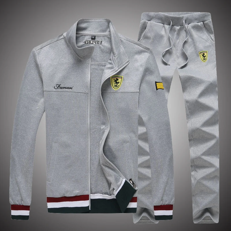 

2018 Men's Sets Stripe Patchwork Tracksuit Casual Slim Fit Men Hoodies Sweatshirts Outwear Coat+Pant Tracksuit Men Jackets D2892