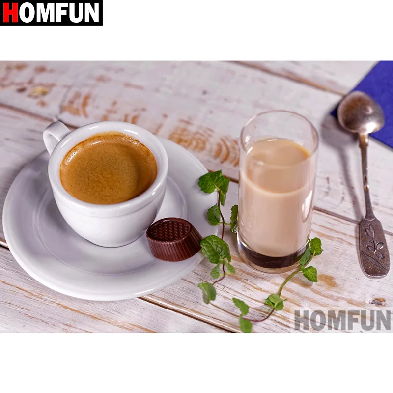Алмазная 5D картина HOMFUN кофейная чашка вышивка крестиком полная выкладка