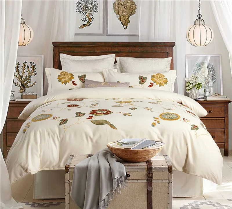 abbiemao elegant embroidery bedding four piece set Luxurious Wedding