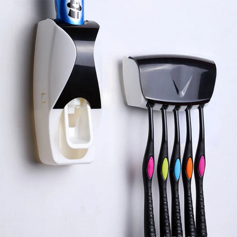 

Fashion Home Automatic Toothpaste Dispenser Toothbrush Holder Bathroom products Wall Mount Rack Bath set Toothpaste Squeezers