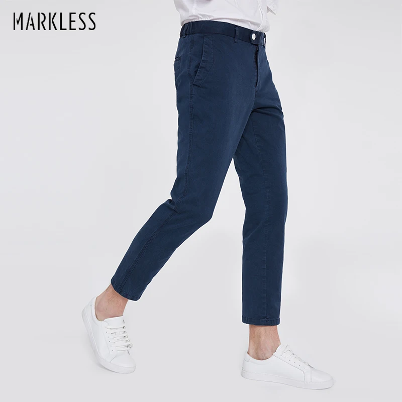Markless 2018 Новый Для мужчин Повседневные штаны для мужской сплошной Цвет прямые
