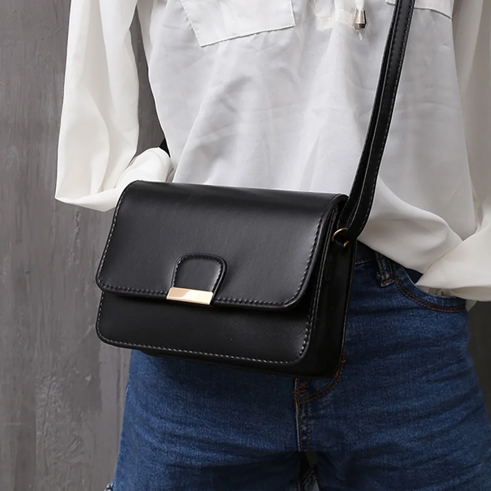 

HTNBO Handbags Messenger Bags Fashion Women Solid bags for women 2019 Leather Simple Handbag Crossbody Shoulder Bags ladies #F