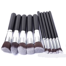 Silver Make Up Brushes Tool 10 PCS Makeup Brushes Set Classic Matte Black Makeup Brush Set Beauty Makeup Tools Accessories