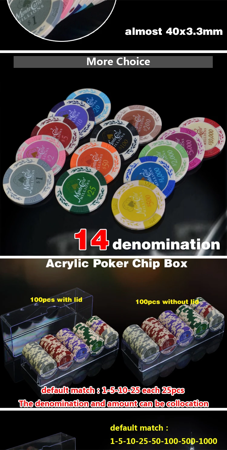 200,300,400,500 pçs set Novo Casino Texas Hold'em
