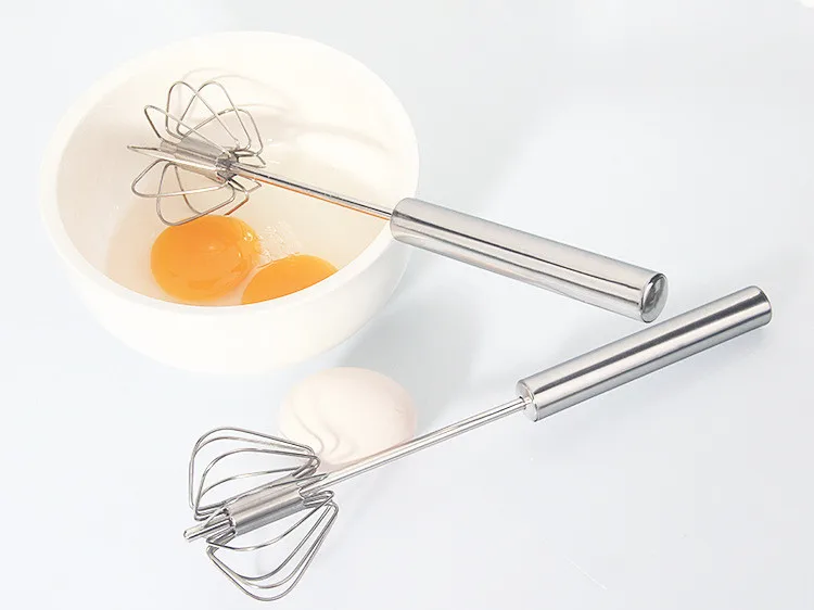 1PC Metal Egg Beater Metal Hand Pressure Rotary Semi Automatic Whisk
