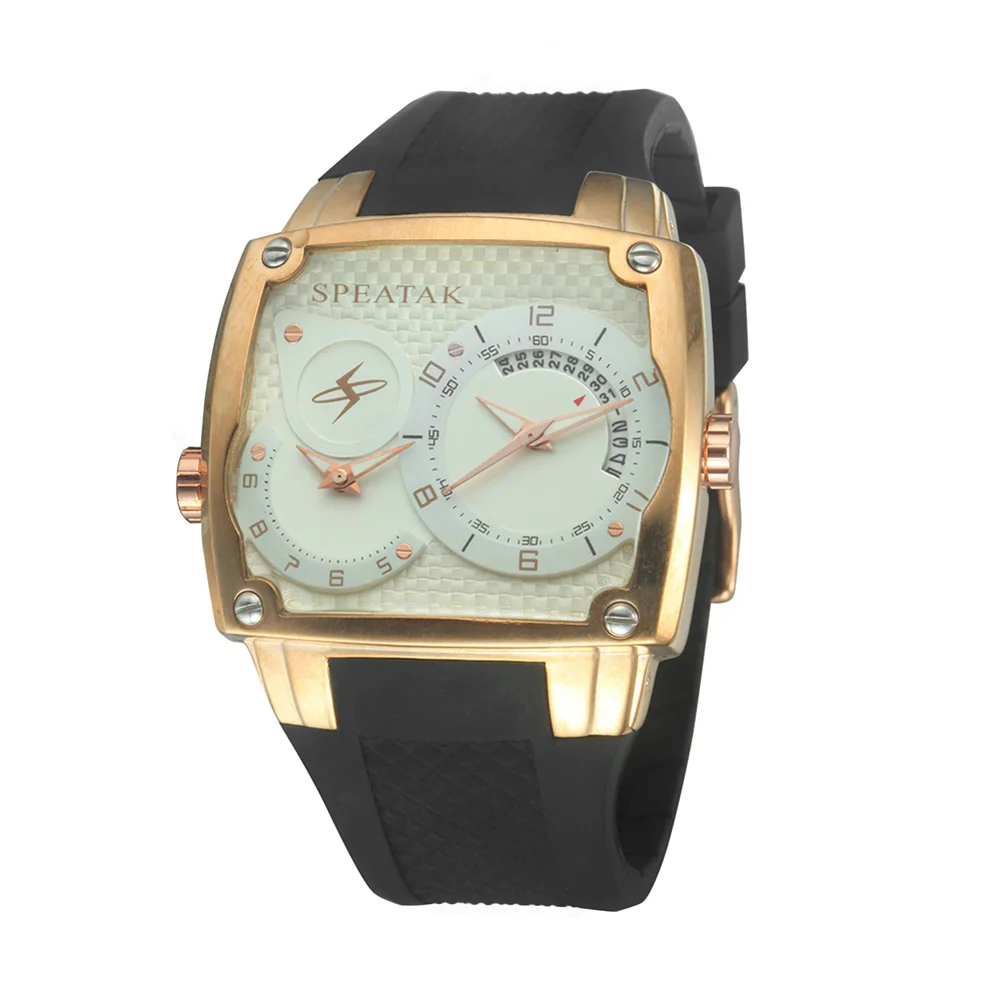 2016 Fashion Men s Watches Black Big Dials Dual Timer Two movement With Calendar Quartz Wrist