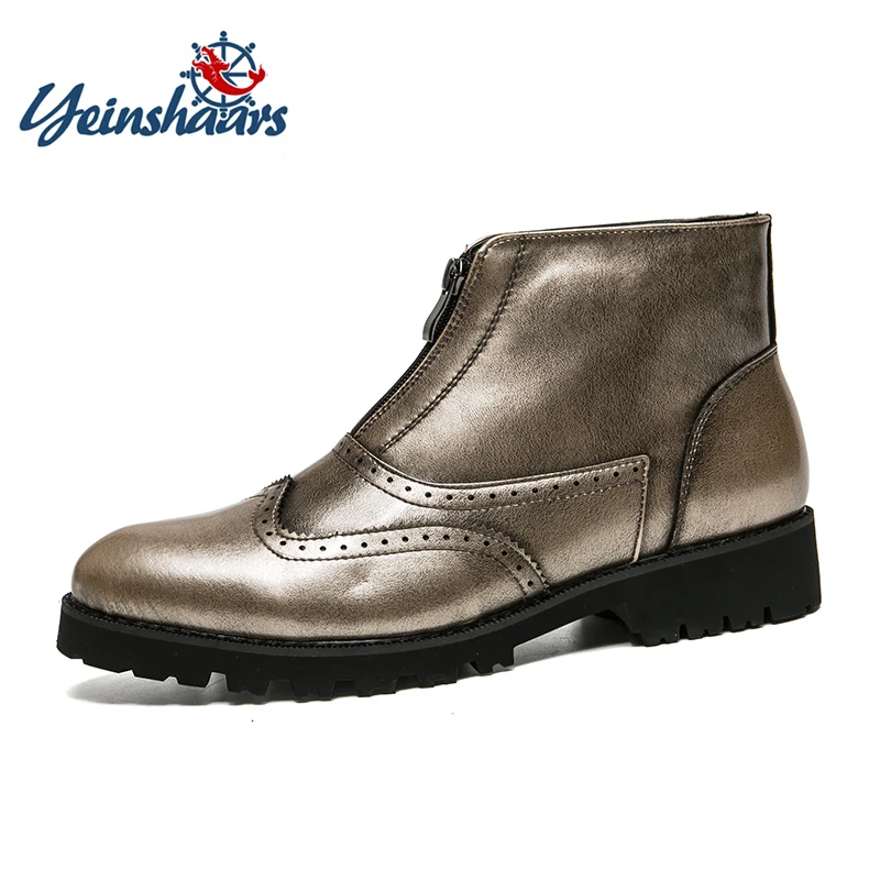

YEINSHAARS Men Boots Comfortable Winter Warm Waterproof Fashion Ankle Boots Casual Men Pu Leather Snow Boots Winter Shoes