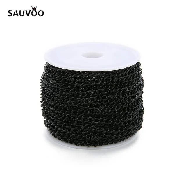 10 Yard/roll 3x4mm Black Gold Rose Gold Rolo Bulk Chain Fit DIY Women Men Chain Pendant Necklace Jewelry Making Finding Supplier black