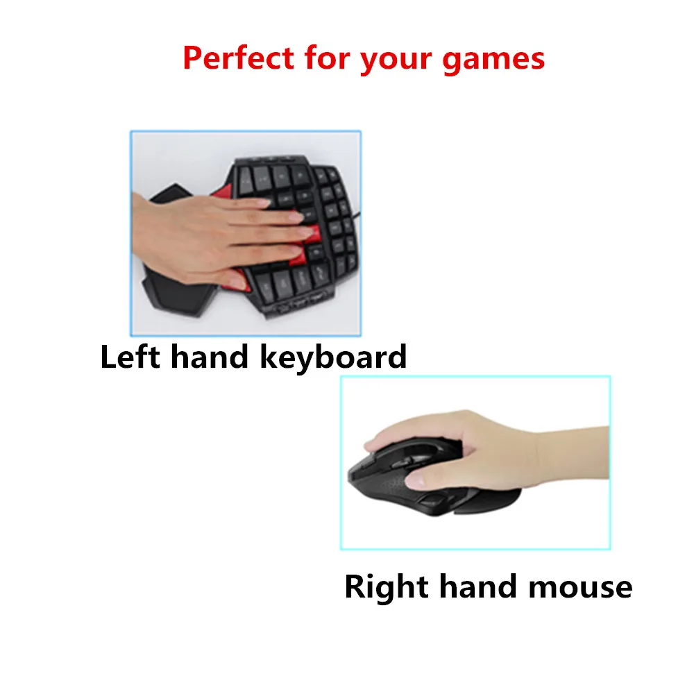  Delux T9 Gaming Keyboard Mouse Combo Single/One Hand Wired Keypad Wireless 9 Buttons 2400DPI Mice S