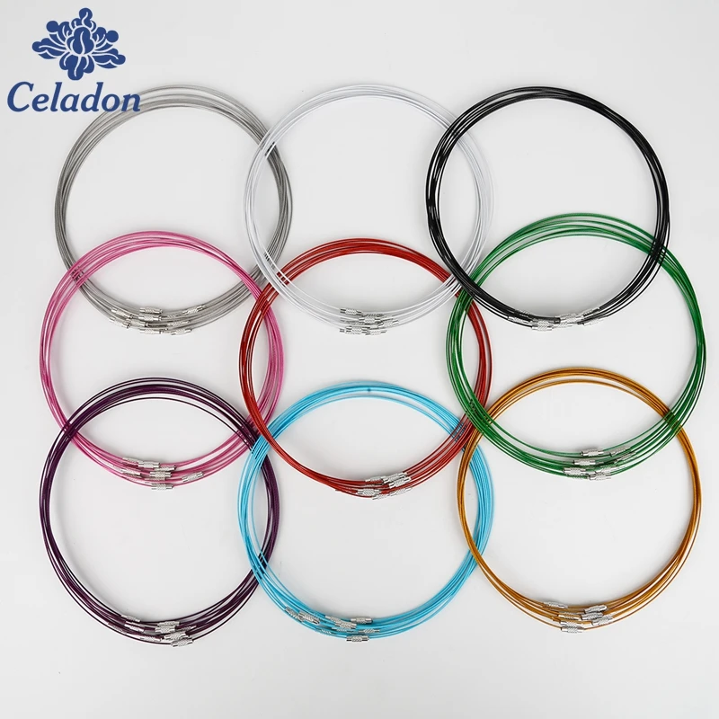 

10pcs/lot 46cm multicolor mixed silver Stainless Steel Wire Necklace Wire Cord for DIY Necklace Fashion Jewelry