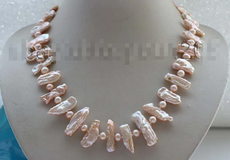 

FREE SHIPPING Genuine Natural 25mm pink Round Biwa Pearl Necklace #f1742!