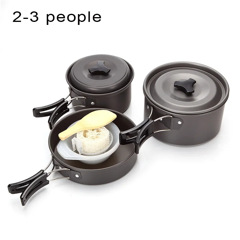 

DSstyles set hiking pot cooking set camping toaks Pots Pans Bowls foldable handle Camping cookware set Hiking Picnic Cooking Set