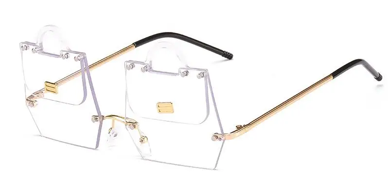 Новые модные очки в стиле хиппи красная сумочка Солнцезащитные очки Мужские Роскошные Оттенки для женщин уникальные праздничные солнечные очки в стиле панк - Цвет линз: C7 gold clear
