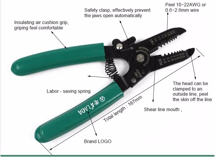 LAOA " многофункциональные плоскогубцы для зачистки проводов высокого качества светильник обжимной инструмент 06-2,6 мм Электрический инструмент