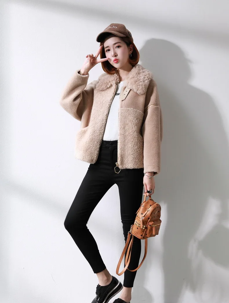 Tcyeek, осенне-зимняя женская куртка, Овечья стрижка, меховые пальто, женское короткое пальто из натуральной шерсти, теплая весенняя одежда LWL1379