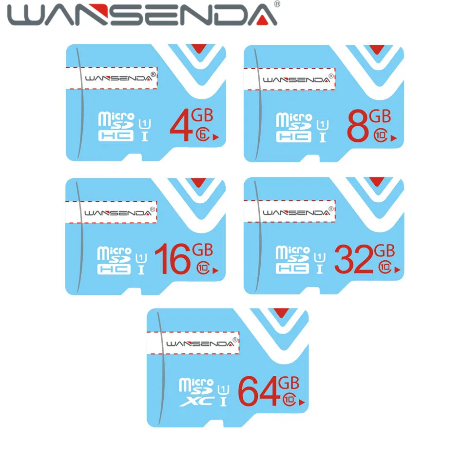 

Wansenda Blue Memory Card 64GB 32GB 16GB 8GB 4GB micro tf card free shipping High speed Class 10 TF Card for phones/camera