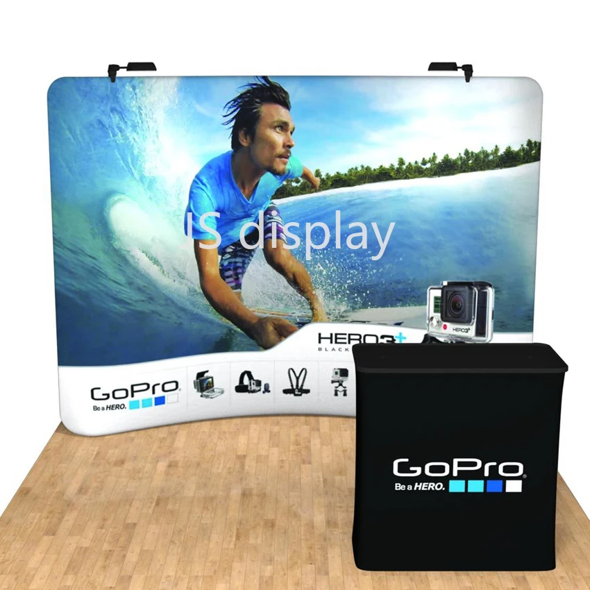 

10ft portable tension fabric trade show display back wall pop up stand booth with custom graphic print