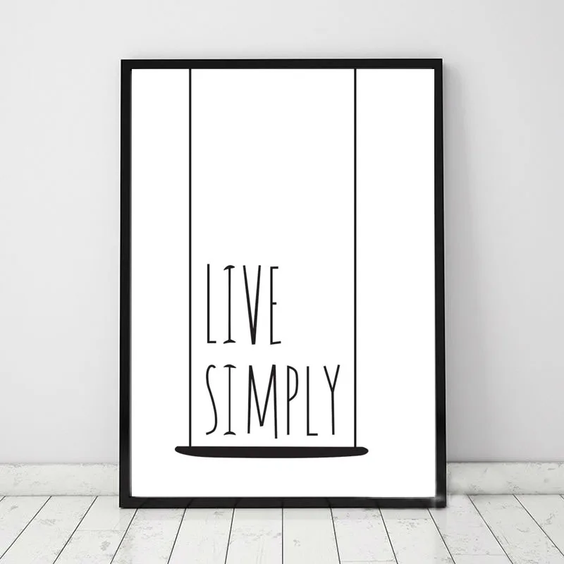 Image Simply Live Quote Canvas Art Print Painting Poster Nordic Black White Wall Picture Canvas Painting For Living Room Coffee Shop