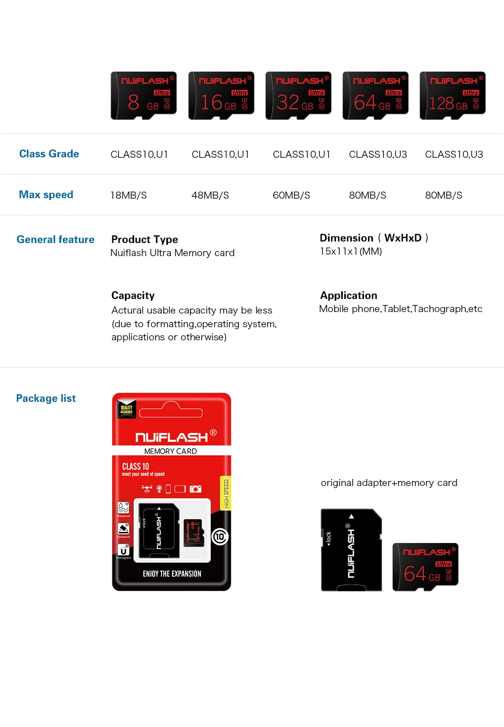 Карта Micro SD, 4 ГБ, 8 ГБ, 16 ГБ, 32 ГБ, 64 ГБ, карта памяти, класс 10, UHS-1, Высококачественная флеш-карта TF, Microsd typec, кардридер