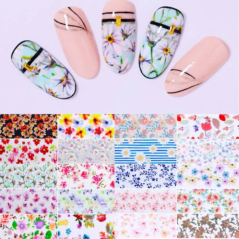 

10 Rolls/Set Nail Foils Mixed Colors Leopard Flowers Butterfly Design Transfer Stickers Decals Paper Nail Art Decorations