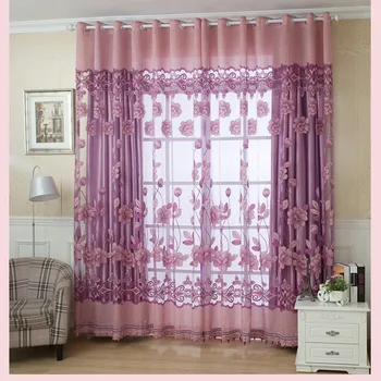 

Flower Tulle Door Window Curtain Drape Panel Sheer Scarf Valances 100cmX250cm