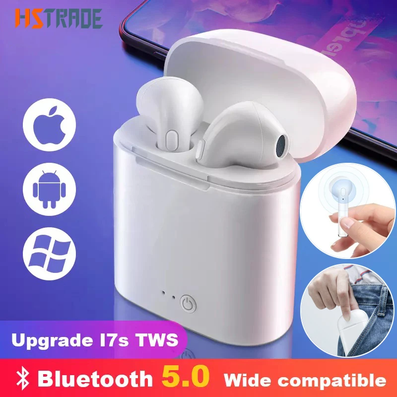 Беспроводные Bluetooth наушники i7s TWS спортивные I7 гарнитура с микрофоном для